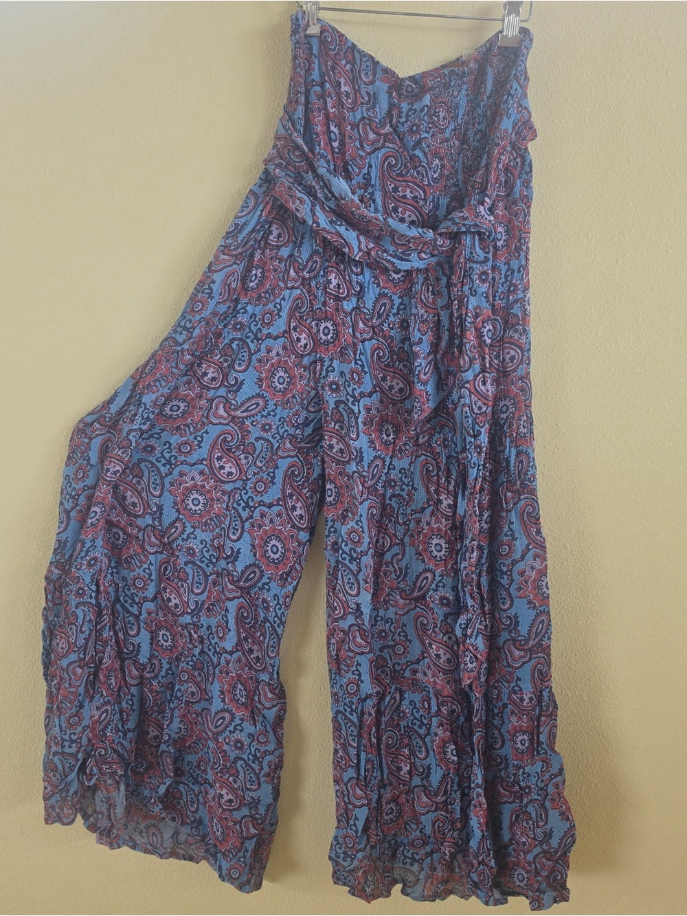 Free People Wide Leg Paisley Pant